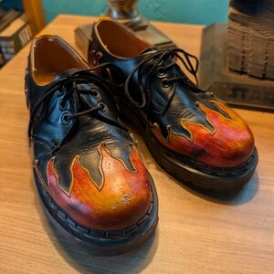 Black and Orange Flame Shoes